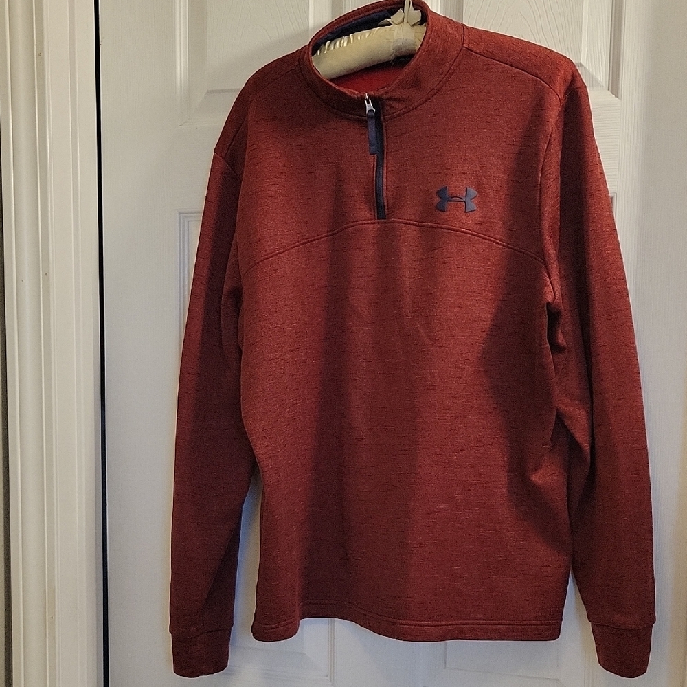 Under Armour Mens Red Quarter-Zip Lightweight  Sweatshirt Sz L